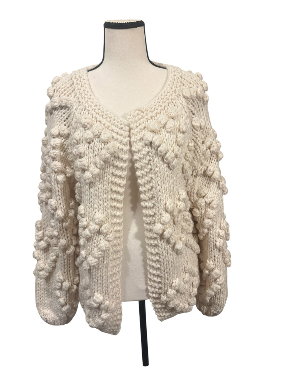 Chicwish | Off White Cream Wool blend open front cardigan